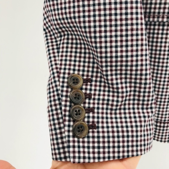 J Crew Women's Rhodes Blazer in Micro Gingham Red Navy Size 2 - Picture 8 of 10